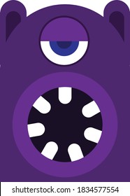 One Eye Monster Face Vector, illustration.