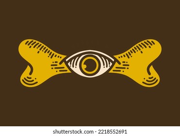 One eye on the bone retro vintage line art design