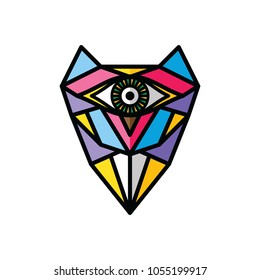one eye owl logo logotype colorful theme vector art
