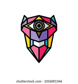 one eye owl logo logotype colorful theme vector art