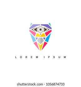 one eye owl logo logotype colorful theme vector art