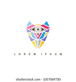 one eye owl logo logotype colorful theme vector art