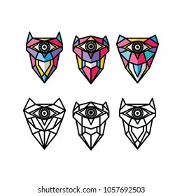 one eye owl logo logotype colorful theme vector art