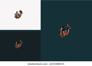 one eye and red rose vector design