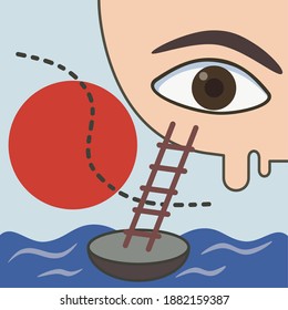 One eye sees digital art vector ilustration abstract art 