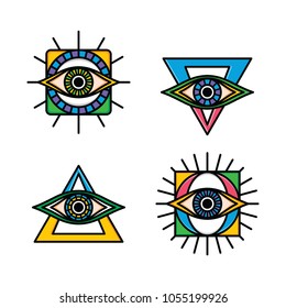 one eye sign symbol logo logotype collection vector
