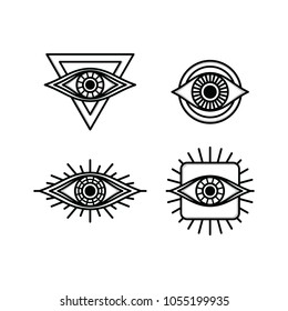 one eye sign symbol logo logotype collection vector