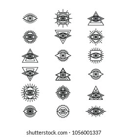 one eye sign symbol logo logotype collection vector