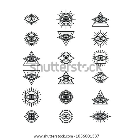 one eye sign symbol logo logotype collection vector