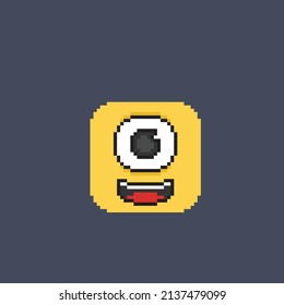 One Eye With Smile Reaction In Pixel Style