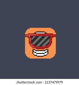 one eye with sun glasses in pixel style