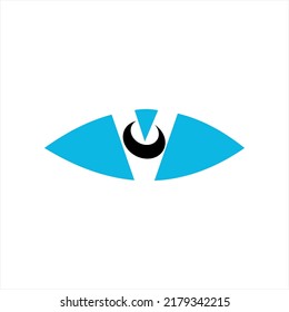 Logo de un vector ocular con letra V