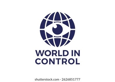 One Eye World Logo, World In Control Logo template, eye vision logo, dajjal logo, new world rule concept, political manipulation, one sided world Vector Icon Symbol Silhouette Illustration brand sign