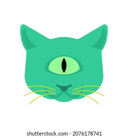 One eyed cat alien. Green monster pet