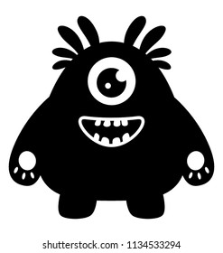 
One eyed creature with teeth having furry body depicting furry fuzzy monster 
