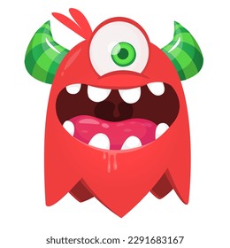 One eyed cute cartoon flying monster illustrtration