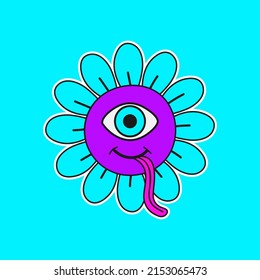 one eyed flower character vector