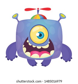 One eyed goofy cartoon monster smiling