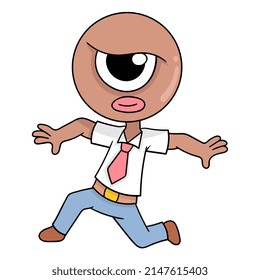 un hombre de ojos con una cara sospechosa, ilustración vectorial art. doodle imagen kawaii.