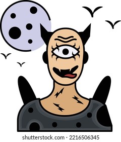 one eyed people eater Vector Icon Design, Halloween costume Symbol, Holiday Celebrations Face Mask Sign, Scary Monster characters Stock illustration, Alien Mutant Monster Concept