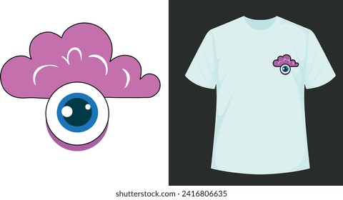 one eyed sweet cloud tshirt design, vector illustration for various prints
