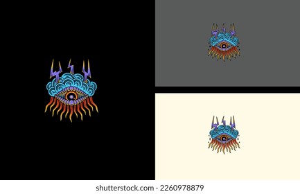 one eyes with lightning vector illustration mascot design