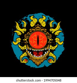 one eyes monster vector illustration for sign, symbol, logo, icon, background