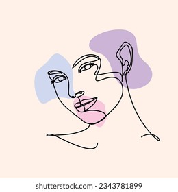 One face line drawing Portrait simple style continuous line
