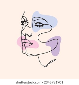 One face line drawing Portrait simple style continuous line

