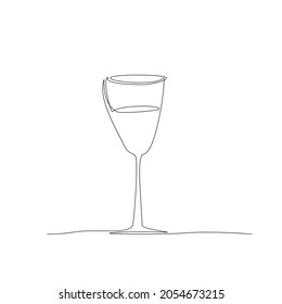 One festive champagne glasses made in one line. Vector outline illustration. Suitable for use as icons, postcards, invitations, typography, websites, brochures and banners. 
