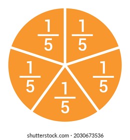 one fifths fraction circle with fraction number
