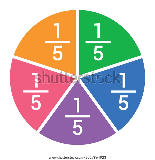 One Fifths Fraction Circle Fraction Number Stock Vector (Royalty Free ...