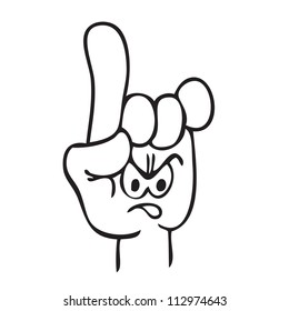 One finger with angry face