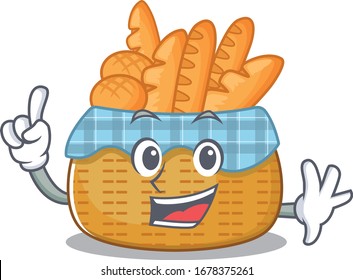 One Finger bread basket in mascot cartoon character style