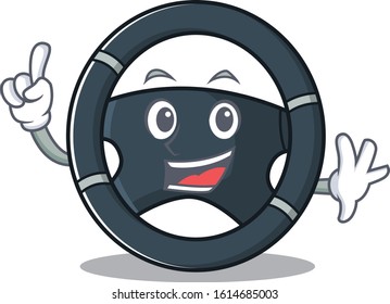 One Finger car steering in mascot cartoon character style