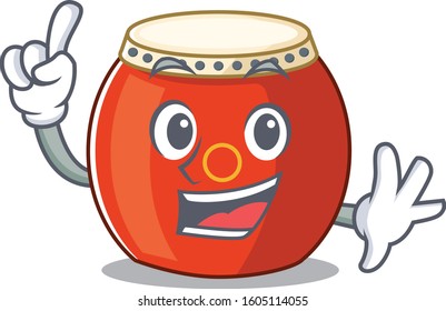 One Finger chinese drum in mascot cartoon character style