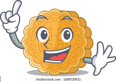 One Finger chinese mooncake in mascot cartoon character style