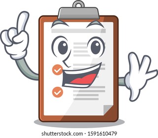 One Finger clipboard Scroll in mascot cartoon character style