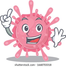 One Finger corona virus germ in mascot cartoon character style