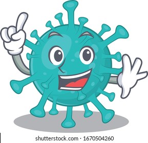 One Finger corona zygote virus in mascot cartoon character style