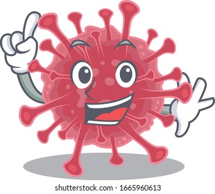 One Finger coronavirus disease in mascot cartoon character style