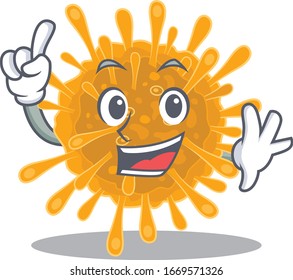 One Finger coronavirus in mascot cartoon character style