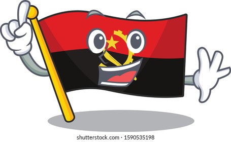 One Finger flag angola Scroll in mascot cartoon character style