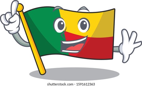 One Finger flag benin Scroll in mascot cartoon character style