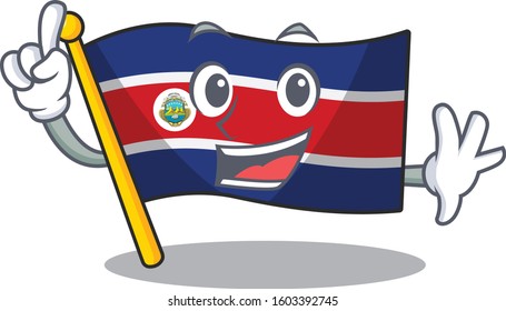 One Finger flag costa rica Scroll in mascot cartoon character style
