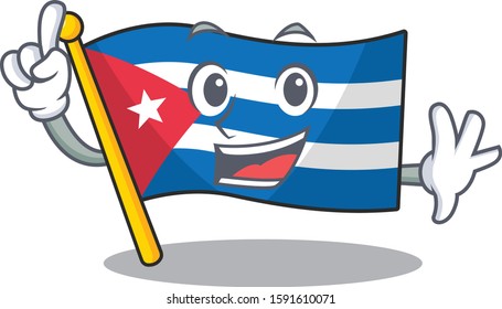 One Finger flag cuba Scroll in mascot cartoon character style