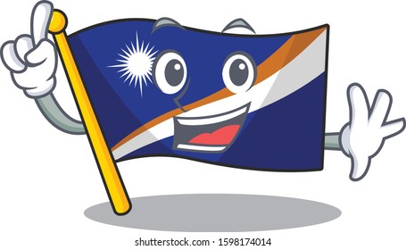 One Finger flag marshall island Scroll in mascot cartoon character style