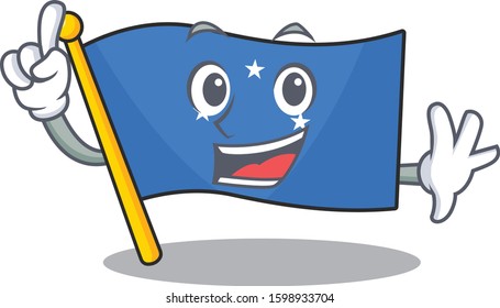 One Finger flag micronesia Scroll in mascot cartoon character style