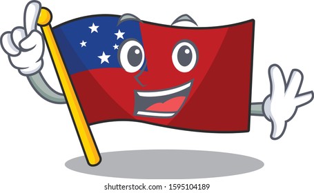 One Finger flag samoa Scroll in mascot cartoon character style