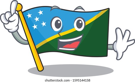 One Finger flag solomon island Scroll in mascot cartoon character style